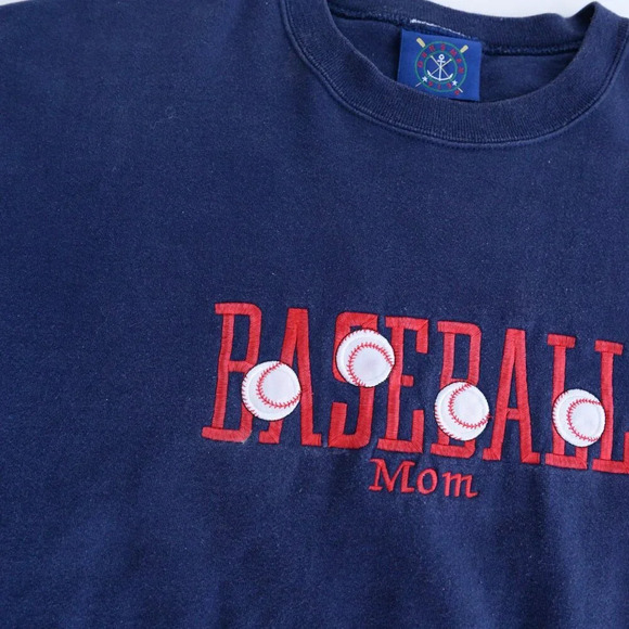 Vintage Horseman 913 Embroidered Baseball Mom Navy Crew Neck Sweater XL - Picture 10 of 11